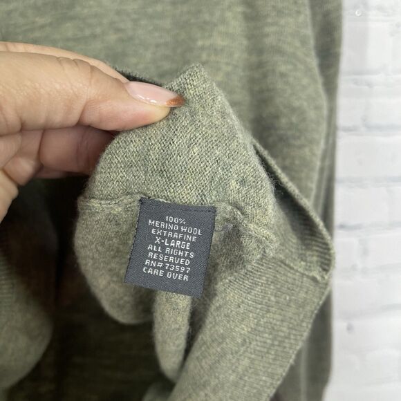 Fiii Pullover Sweater Mens XL Olive Green 100% Merino Wool Soft Golf Preppy - Picture 7 of 11